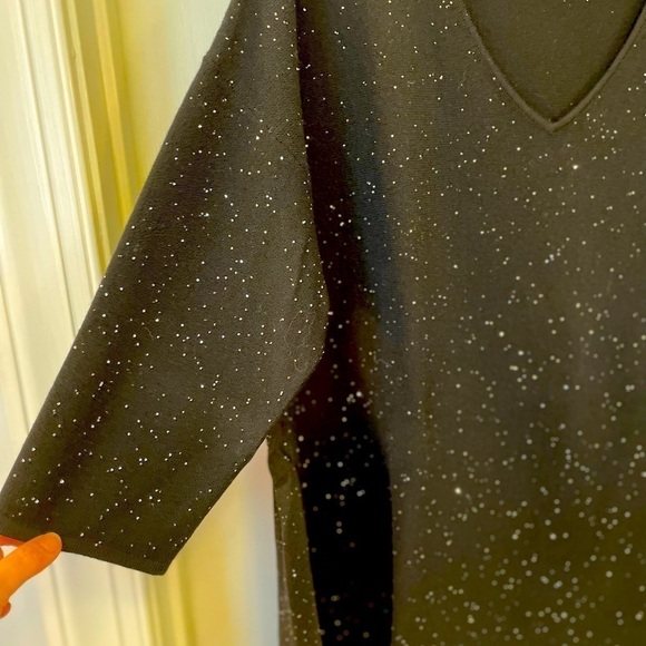St John Black Sparkle Vneck Wool Sweater NEW WITHOUT TAGS. size L - Picture 6 of 12